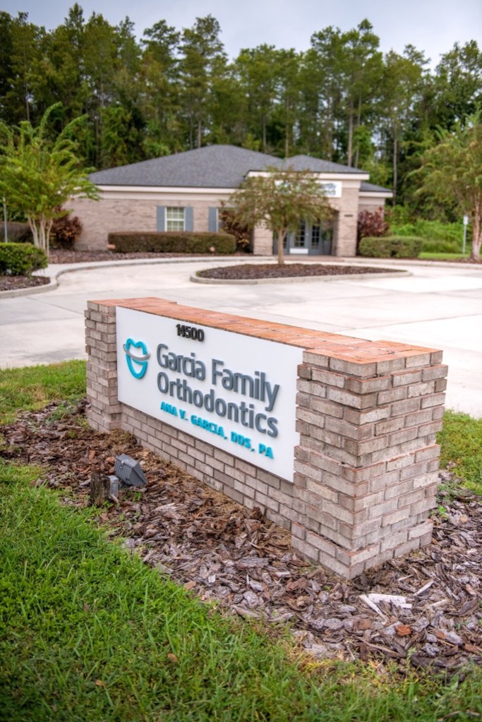 Garcia Family Orthodontics sign outside of office